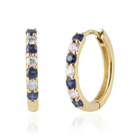 Blauwe Saffier met diamant Creolen model E015062